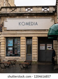 Bath, United Kingdom - October 13 2018:   The Entrance To Komedia Comedy Club In Westgate St