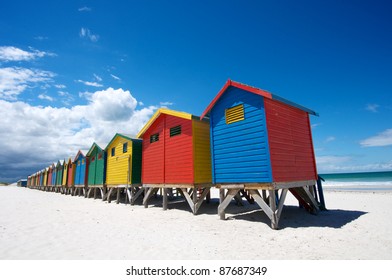 Bathing Boxes On Cape Town Beach