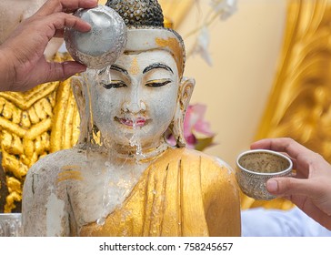 BATHING BUDDHA STATUE FOR BLESSING – A RELIGIOUS RITUAL.
Pouring water onto Buddha statue is a gesture of worship to the lord Buddha, and would bring them prosperity and happiness.