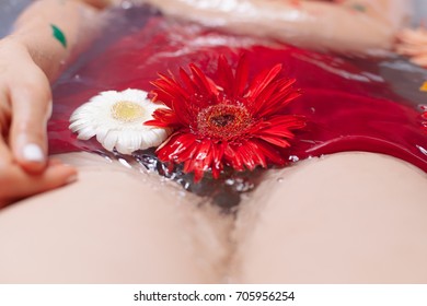 bathing with flowers 