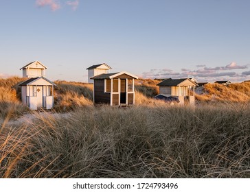 Bathing huts in the sunset