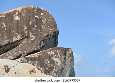 Batholith Rocks Along The Coastline Of A Tropical Caribbean Island