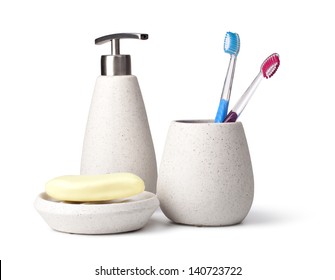 Bathroom Accessories On White Background