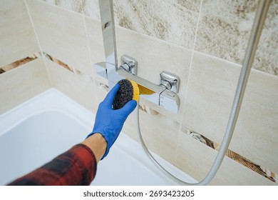 bathroom cleaning process, detailoriented bathroom cleaning including grout and soap scum removal