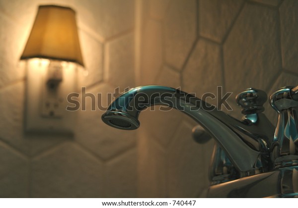 Bathroom Faucet Nightlight Background Stock Photo Edit Now 740447