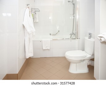 Bathroom in hotel, clean and simple