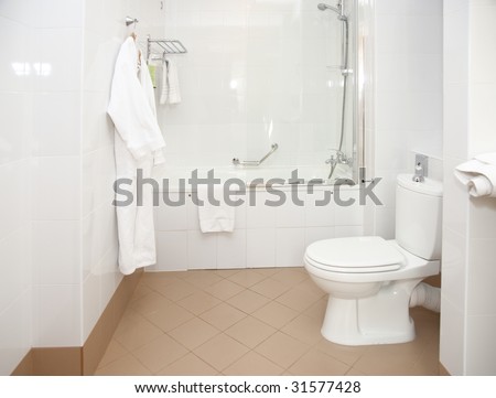 Bathroom in hotel, clean and simple