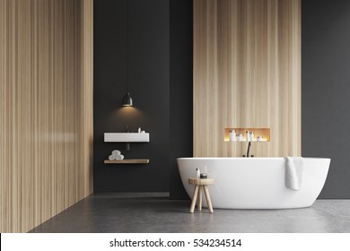 Bathroom interior bathtub 3d rendering mock up