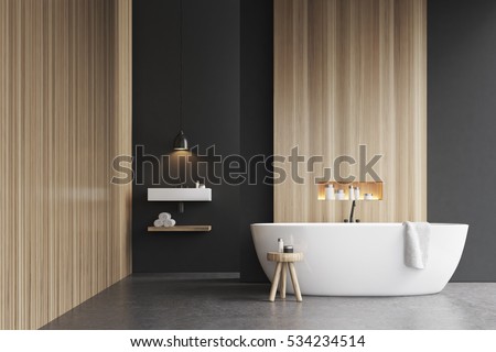 Bathroom interior bathtub 3d rendering mock up