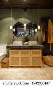 Bathroom Interior In Natural Boho Style