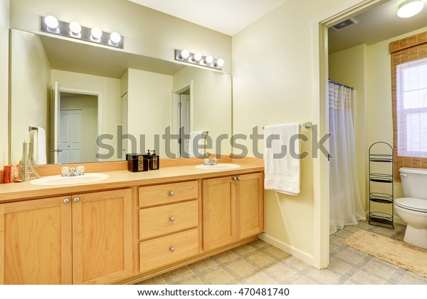 Bathroom Interior Vanity Cabinet Big Mirror Royalty Free Stock Image