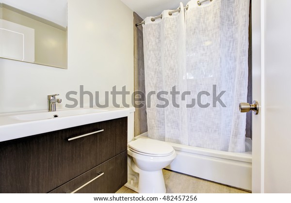 Bathroom Interior Vanity Cabinet White Shower Stock Image