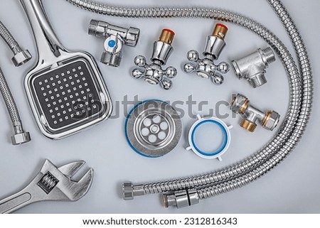 Bathroom Plumbing Accessories On White Background