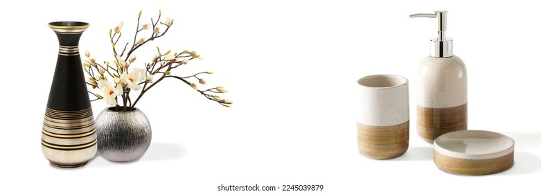 Bathroom set,ceramic bath objects,isolated,white background, - Shutterstock ID 2245039879