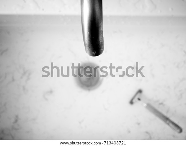 Bathroom Sink Water Hair Shaving Beard Stock Photo Edit Now