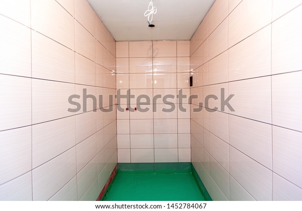 Bathroom Tiled Walls Floor Painted By Stock Photo Edit Now