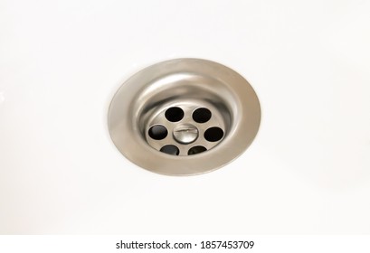 Bathroom Water Drain Or Sink Drain   On White Background