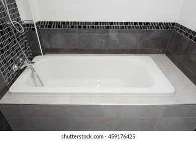 Bathtub white ceramic interior in bathroom - Shutterstock ID 459176425