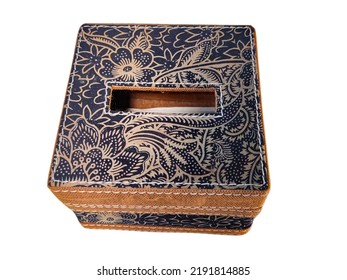 Batik Authentic Indonesian Box For Tissue In Front View