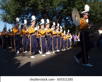 BATON ROUGE, LOUISIANA - 2014: Louisiana State University Students Band Just Before An LSU Football Game.