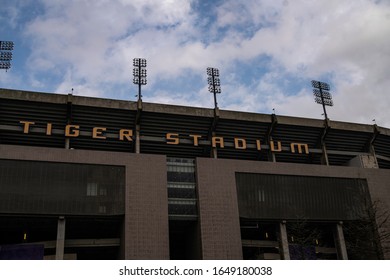 Baton Rouge, Louisiana - February 10, 2020: LSU Tiger Stadium Under Partly Cloudy Sky