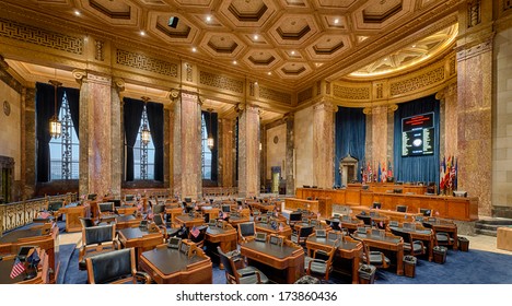 BATON ROUGE, LOUISIANA - JANUARY 13: Empty Senate Chamber Of The Louisiana State Capitol Building On January 13, 2014 In Baton Rouge, Louisiana