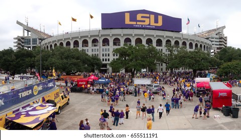 Baton Rouge, Louisiana, USA - 2018: Tiger Stadium At Louisiana State University During An American Football Match.