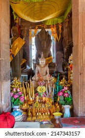 Battambang, Cambodia - 03 18 2016: Buddhist Shrine In Prasat Banan