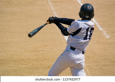 A Batter Swinging