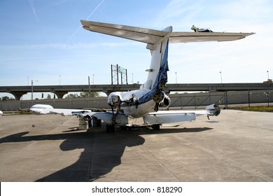 Battered Business Jet On Lake Front Airport, New Orleans - After Hurricane Katrina