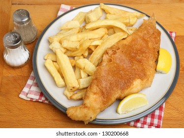 Battered cod and chips dinner.