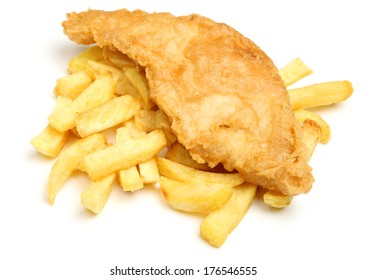 Battered Cod Fish And Chips.