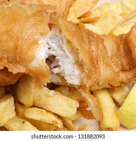 Battered Cod Fish Fillet And Chunky Chips.