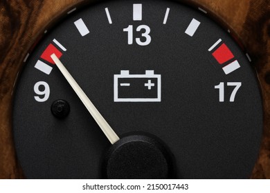 Batterie Gauge In Car Dashboard - Low Volts