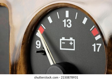 Batterie Gauge In Car Dashboard - Low Volts