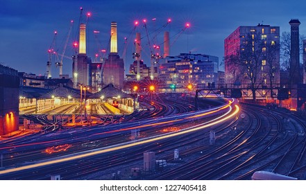 Battersea Power Station Rail Train. Trainspotting