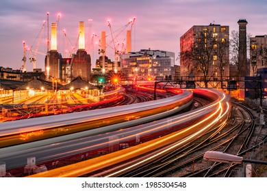 Battersea Power Station Rail Train London Uk