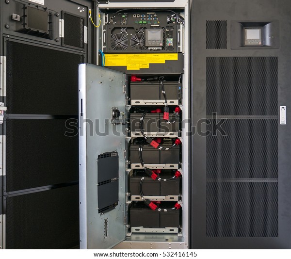 Battery in\
large uninterruptible Power Supply\
(UPS)