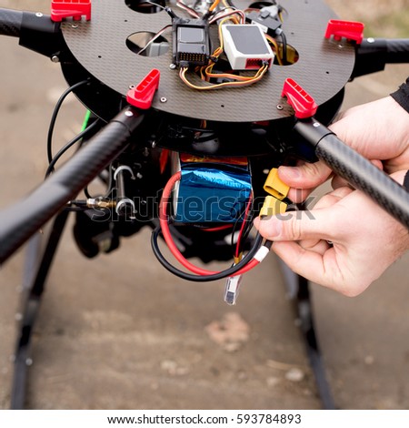 Similar – Image, Stock Photo FVP drone with camera in the air at sport competition event