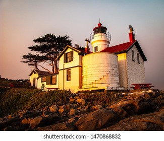 Battery Point Lighthouse In Crescent City At Sunset