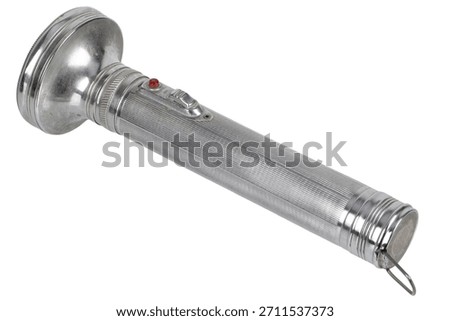 battery powered flashlight isolated on white background