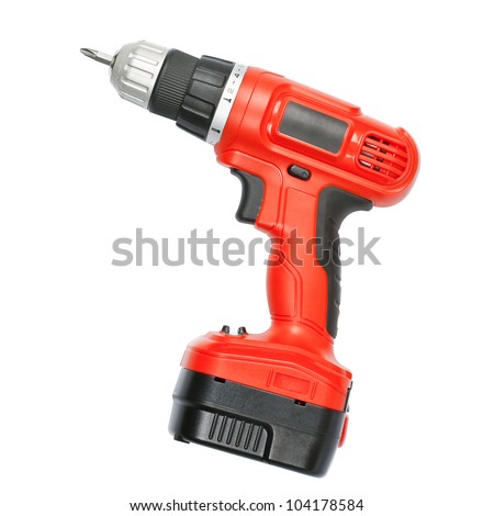 Battery screwdriver or drill isolated over white background