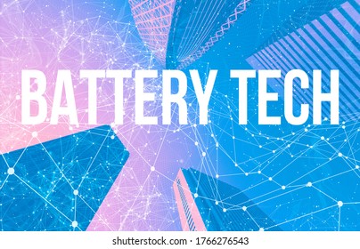 Battery Tech theme with abstract network patterns and skyscrapers