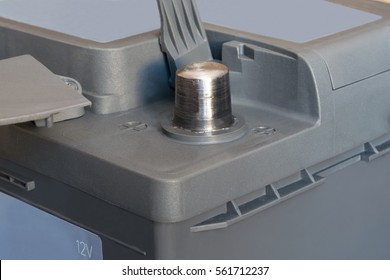 Battery Terminal For A Car Close Up