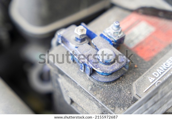 battery terminal of a modern car. close-up of a\
car battery terminal