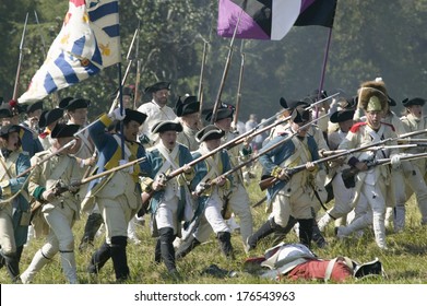 Battle At The 225th Anniversary Of The Victory Of Yorktown, A Reenactment Of The Defeat Of The British Army And The End Of The American Revolution.