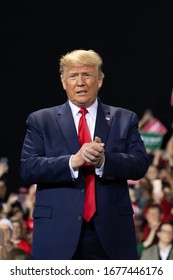 Battle Creek, Michigan / United States - December 18, 2019: President Donald Trump at a campaign rally during the House of Representatives impeachment vote