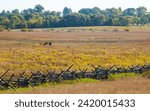 A Battlefield Fence at Gettysburg National Military Park, American Civil War Battlefield, in Gettysburg, Pennsylvania