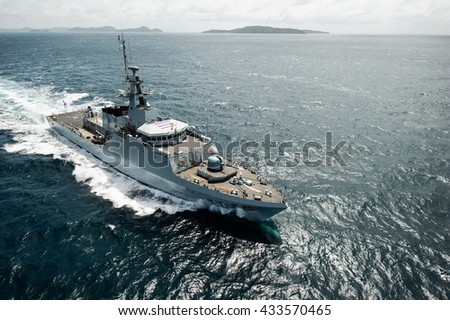 Battleship performance testing in Thai sea.