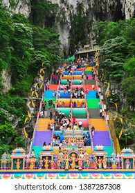 Batu Caves, Malaysia- May 1st, 2019: Batu Caves Entrance Stairs. 